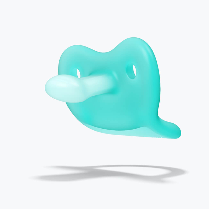 NewBorn Pacifier BLUE threequarter on Grey SQ TINY NewBorn Pacifier BLUE